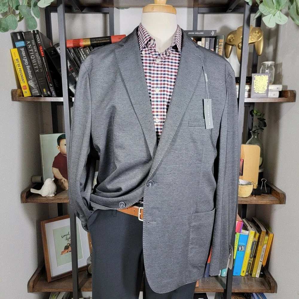 Michael Kors KIMBLE Men's Unstructured Blazer Charcoal Size‎ 52R SLIM FIT NEW
